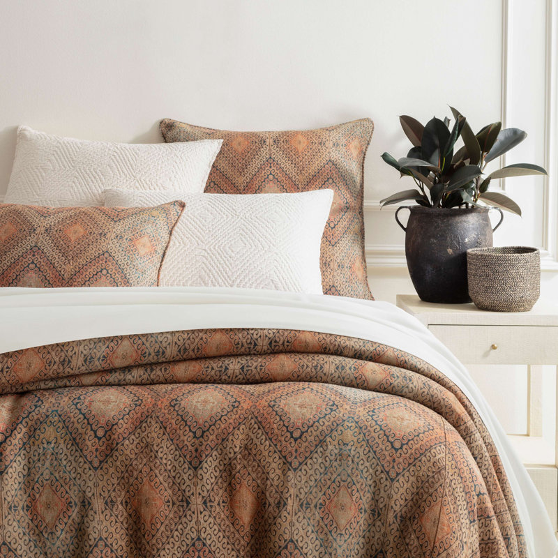 Pine Cone Hill Tibet Brown Geometric Linen Duvet Cover Perigold